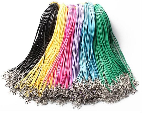 

15mm wax leather snake necklace beading cord string rope wire extender chain with lobster clasp diy jewelry2727252, Silver