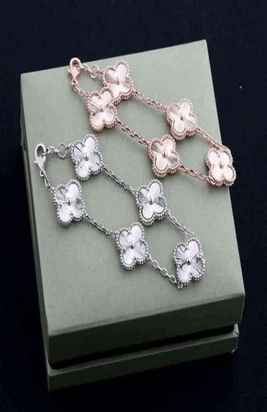 

classic fashion 4 leaf clover charm bracelets bangle chain 18k gold agate shell motherofpearl for womengirls linkab0454377342, Golden;silver