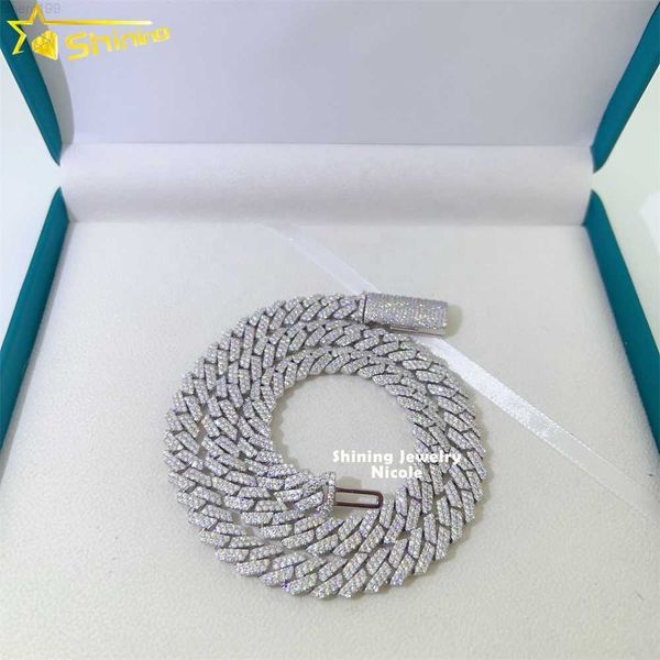 

high end fashion 925 silver jewelry iced out cuban link chain 10mm width custom hip hop necklace moissanite cuban chain