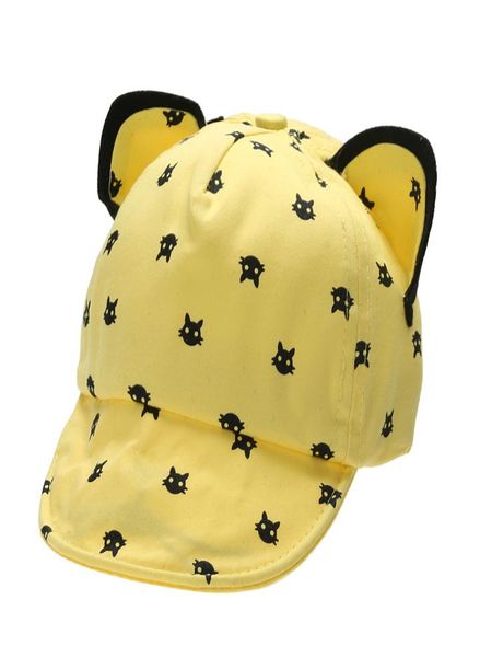 

baby summer hat lovely cat ear sun hat kids baseball cap for children newborn toddler boys girls cartoon peaked cap3428336, Yellow