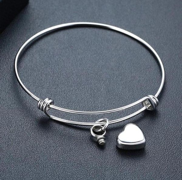 

bangle memory urn heart bracelet keepsake memorial gift ladies women girl stainless steel locket cremation jewelry9291605, Black