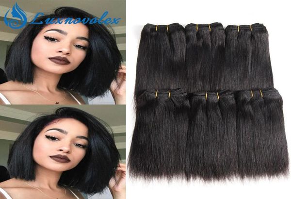 

straight brazilian hair 6 bundles body wave deep wave kinky curly short human hair weave bundles human hair extensions 8 inch 50g2535536, Black