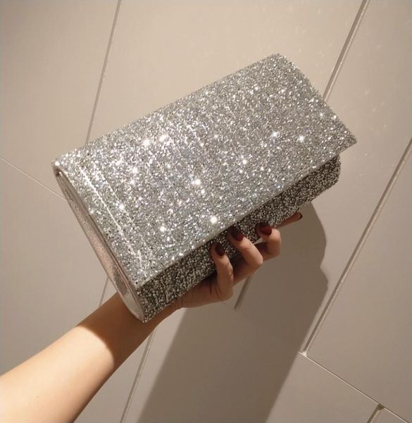 

blingbling rhinestone handbags diamond dinner bags ladies clutch shoulder diagonal dress women bridal banquet female wedding party3703246, Black
