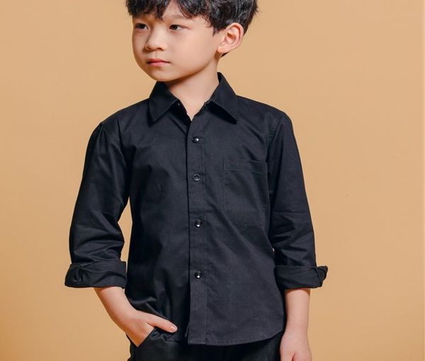 

2021 kids039 shirts dresses in autumn and winter pure black long sleeve flowers children039s wear accessories childrens0391845415, White;black