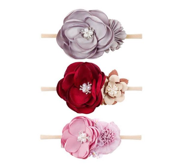 

ins princess flower baby headbands pearl floral newborn headband princess girls headbands baby girls hair accessories kids head ba9576980, Slivery;white