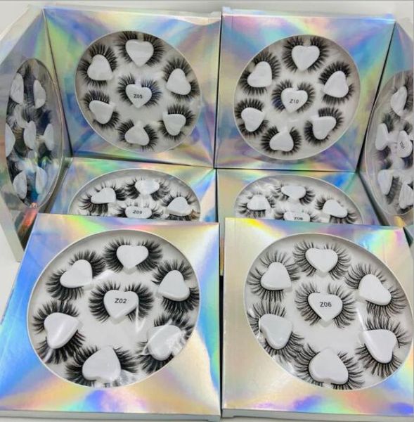 

peach heart support type long thick curly 3d false eyelashes laser box 7 pairs 10mm mink eyelashes 6977681