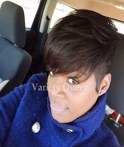 

human hair wigs glueless pixie cut short human hair wigs for african americans brazilian hair wigs new3167080, Black;brown
