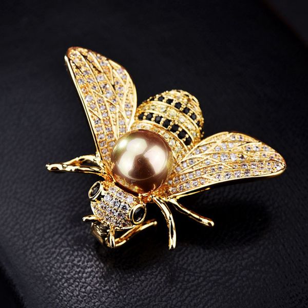 

pins brooches famous brand design insect series brooch women delicate little bee brooches crystal pin brooch jewelry gifts for girl 230630, Gray