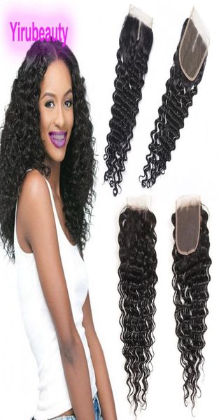 

yirubeauty peruvian 4x 4 lace closure deep wave 100 unprocessed human hair middle three part2809134, Black;brown