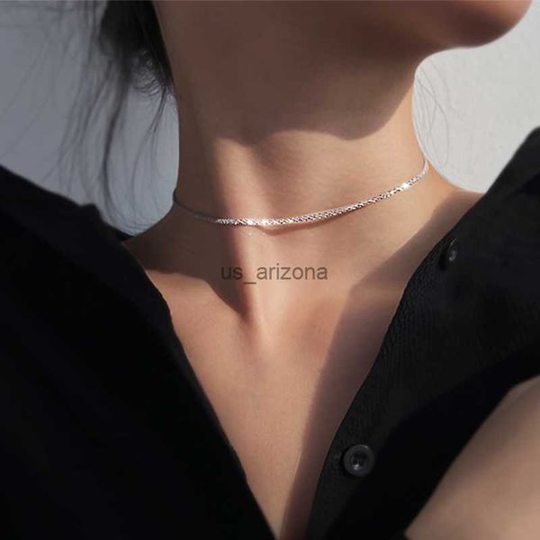 

2023 new popular silver colour soft sparkling clavicle chain choker necklace for women fine jewelry wedding party gift l230620