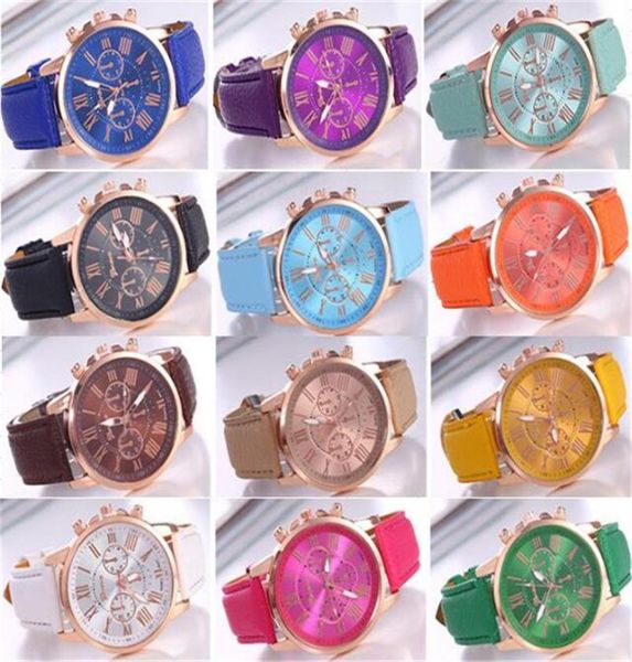 

2021 new pu leather band geneva watch brands quartz watches designer wrist watch roman numerals analog wristwatches bracele1348277, Blue