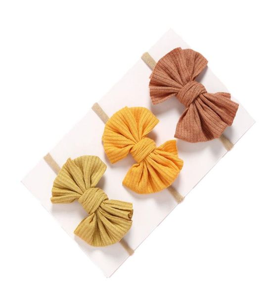 

21 colors cute bow hairband baby girls toddler kids elastic headband knotted nylon turban head wraps skinny bowknot hair accessor4335559, Slivery;white