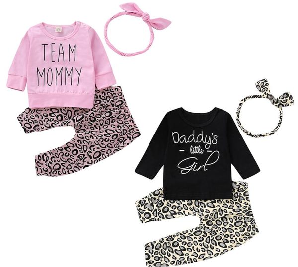 

2 styles baby girl lovely clotheing sets spring autumn outfits leopard pants long sleeve letter print tshirtsheadband 3 pcsset4450754, White