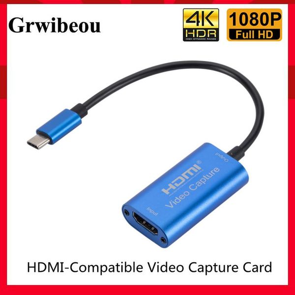 

shorts grwibeou hd 1080p hdmicompatible to typec micro usb /usb 3.0 with line video capture card game record live streaming broadcast, White;black