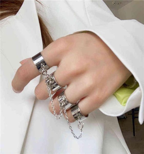 

lats punk cool hip pop rings multilayer adjustable chain four open finger alloy man rotate for women party gift7690040, Silver