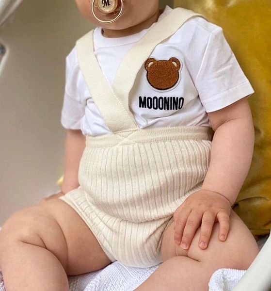 

kids fashion tshirts short sleeve tees boys girls children casual letter embroidery with bear pattern tshirts pullover9329426, Blue