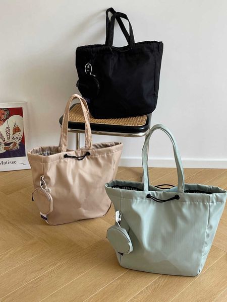 

summer new women's casual large capacity bag drawstring handheld shopping bag student shoulder bag 0608a19