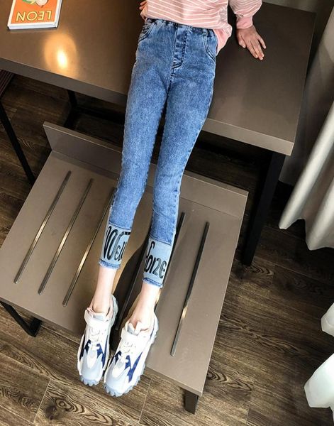 

cuhk children039s skinny jeans gray blue color girls elastic waist denim trousers cotton blend kids jeans slim cowboy casual pa1500922