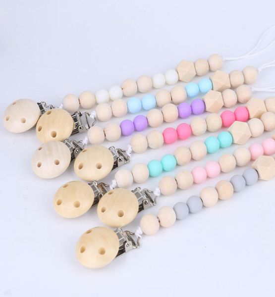 

pacifier clips wooden beads clip cute soother holder teething nipple holders newborn chew toys feeding accessories yfa30026001814
