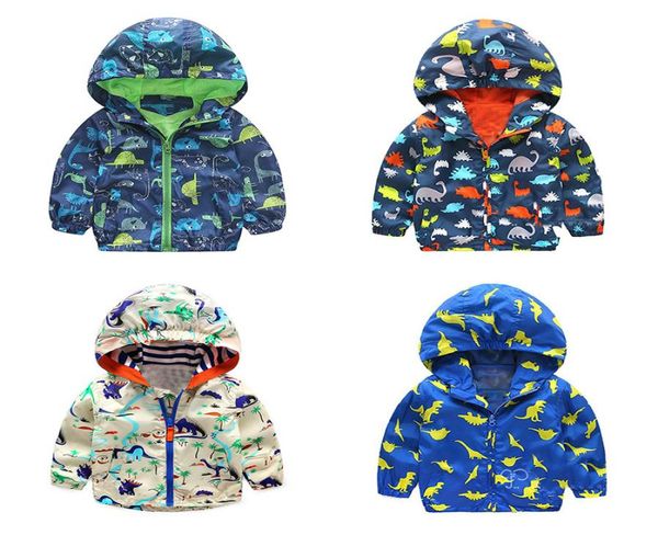 

autumn kids dinosaur windbreaker cute animal printed jacket boys outerwear coats boys kids hooded children outfits 25t2026441, Blue;gray