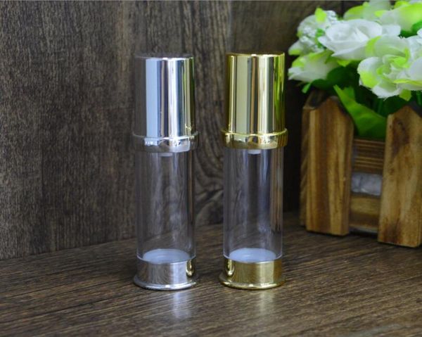 

100pcslot 10 ml silvergold airless bottle plastic lotion bottles with pump for cosmetic packaging5342779