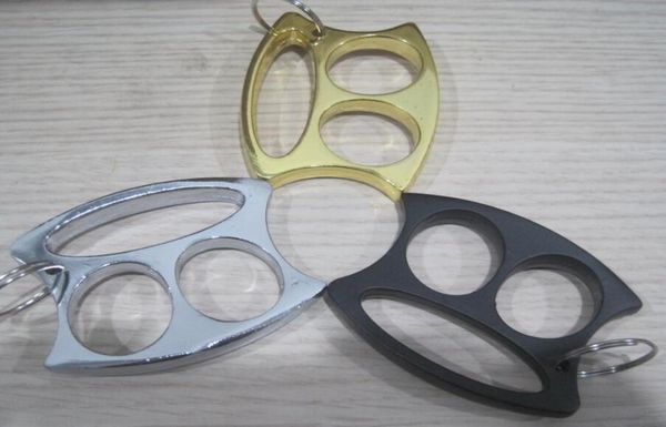 

new cute key chain key ring small face two fingers knuckle security women039s and men039s selfdefense tools5507079, Silver