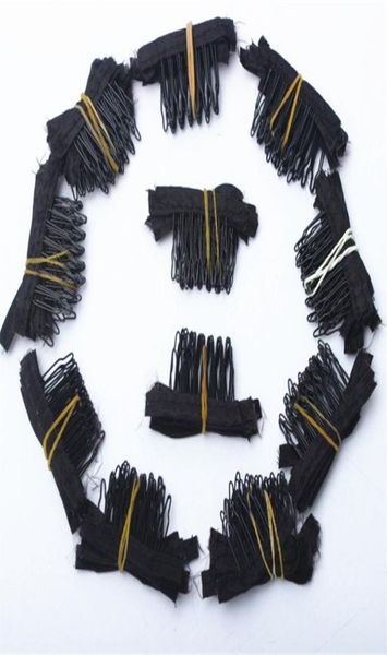 

50 pcs black color wig combs wig clips and combs with 5teeth for wig cap and wigs making combs hair extensions tools3080879, Black;brown