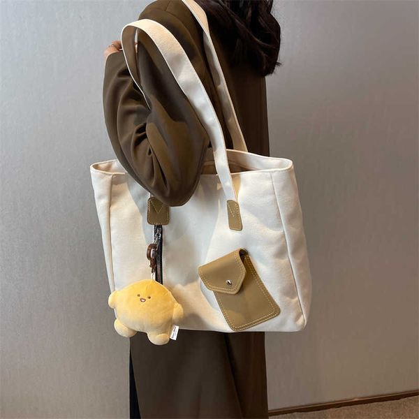 

tote bag small design ins canvas bag female college students class shoulder bag commuting large capacity handbag