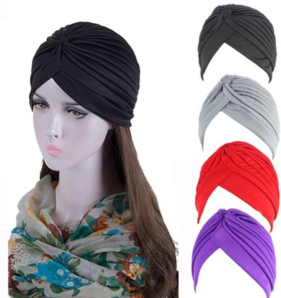 

bandanas women stretchy turban muslim hat headband warp female chemo hijab knotted indian cap head wrap for women5773215, Slivery;white