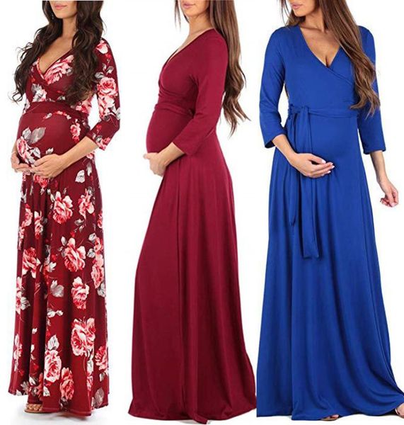

women floral maternity dress 14 colors long sleeve maternity pregnant clothes boutique women dresses solid lace vneck women dress2454771, White