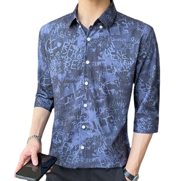 

men's polos shirt slim three quarter sleeved casual business comfortable dress party print 230630, White;black