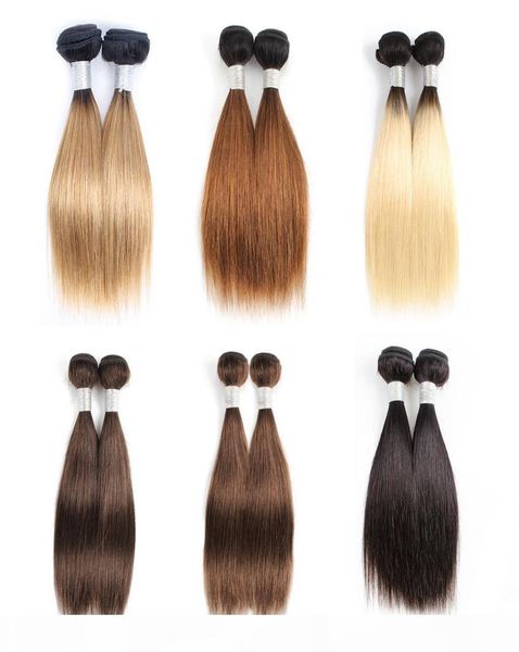 

color human hair weave bundles ombre blonde brown short bob 1012 inch 2 4 bundles set malaysian straight hair remy hair ext5505140, Black