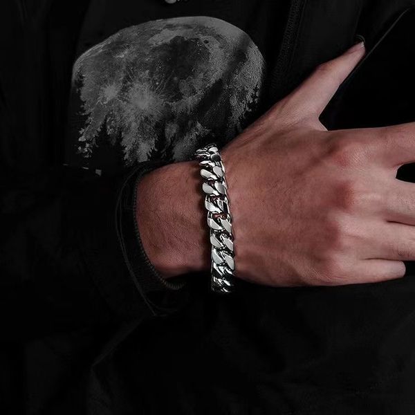 

chain bracelet solid stainless steel hip hop bracelet for men, Black