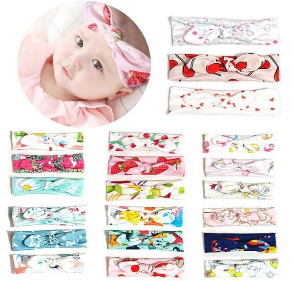 

kids girl bunny ear headbands infant floral flower print knot head wrap children hair accessories rabbit ears hairbands kids headd8780117, Slivery;white