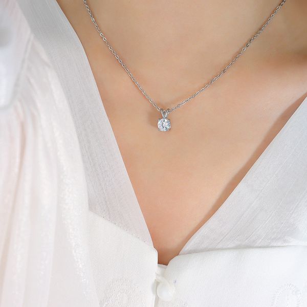 

marka korean ins collarbone chain cold wind single drill claw drill set zircon chain titanium steel 18k gold necklace jewelry, Silver