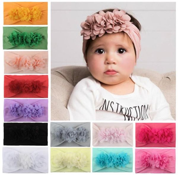 

hair band headband bow turban children newborn kids headwear baby girl accessories flower floral soft solid elastic7918000, Slivery;white
