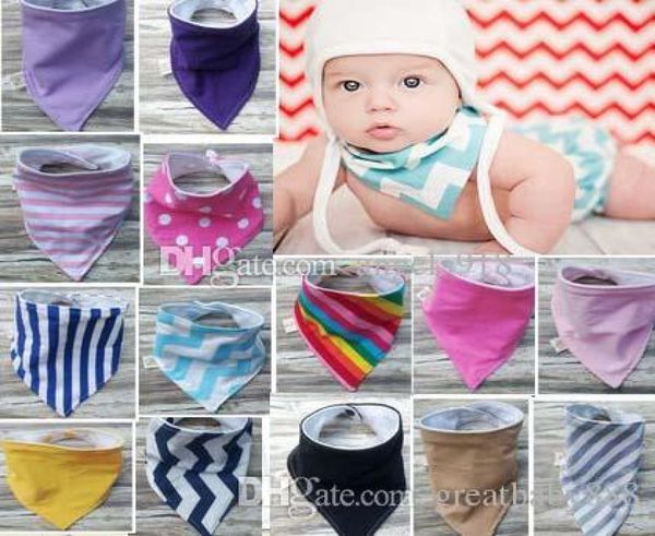 

38 color ins 2layer baby bibs handmade baby waterproof triangular bandage cotton double triangular bandage buckle baby drool towel3655253