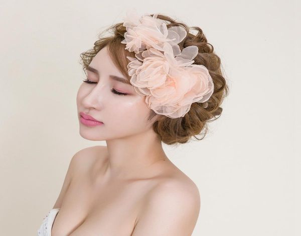 

romantic organza flower hair accessories wedding hair accessories for brides garden wedding party communion headpieces brides head4837150, Silver