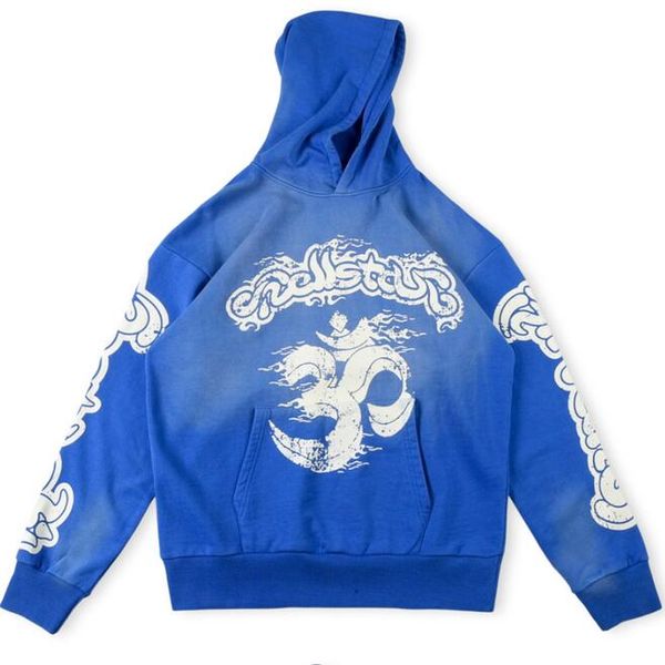 

real pics 2023ss blue cotton hoodie sweater, Black;brown