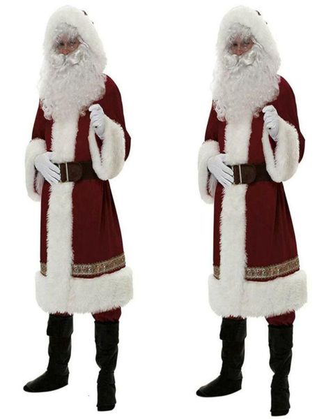 

deluxe father christmas santa claus costume cosplay santa claus clothes fancy dress in christmas men costume suit for adults 4859991, White