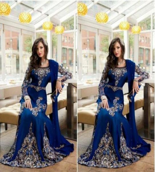 

royal blue luxury crystal muslim arabic prom dresses with applique lace abaya dubai kaftan long plus size formal evening gowns2782520, Black