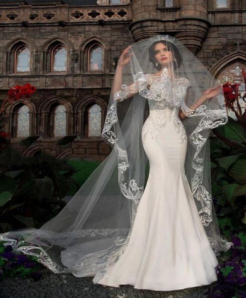 

lace appliques veils bride 3 meters long wedding accessories totally custom made wedding veiled with comb5112394, Black