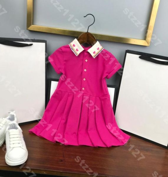 

designers kids girls polo dress embroidery preppy short sleeve dresses shirts gcci logo brand summer baby clothes casual child c6592406, Red;yellow