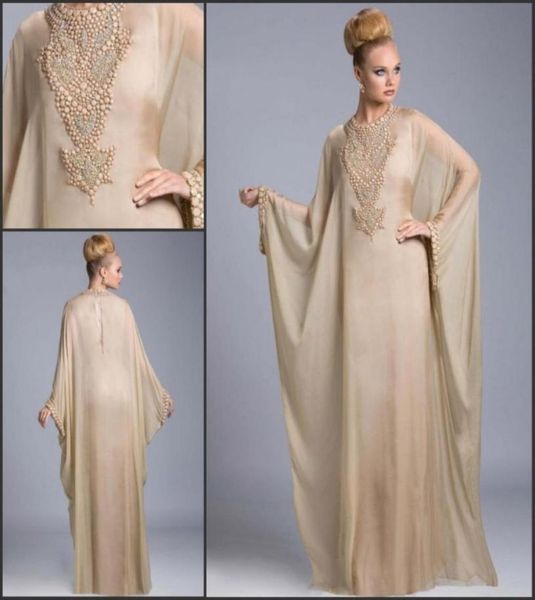 

champagne dubai kaftan long chiffon evening dresses beaded crystals arabic fancy farasha abaya prom mother dresses islamic party d9465059, Black;red
