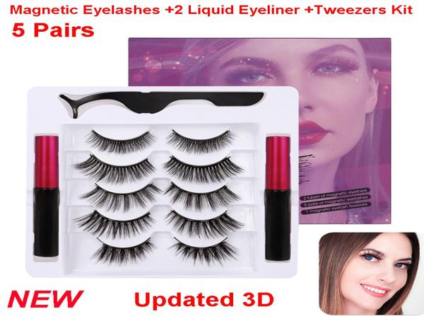 

magnetic eyeliner and lashes magnetic eyelashes kit 5 pairs false eyelash with tweezers 2 pcs liquid eyeliner natural reusable mak3438855