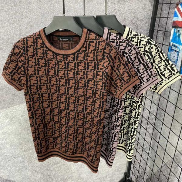 

summer short sleeved knit shirt men women sweater designer tshirt mens sweatshirt ff jacquard embroidery pullover shirts fashion slim fit t-, White;black