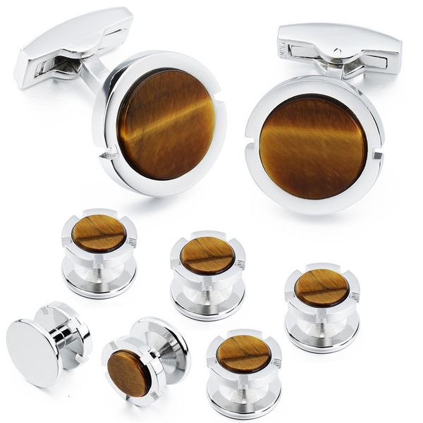 

cuff links hawson brand cufflinks and studs set fashion classic men brown cuff links for tuxedo 230701, Silver