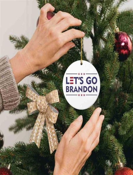 

let039s go brandon christmas tree ornament wooden home indoor room us biden pendant xmas tree gift boxes parcel hangtag tag par8721640