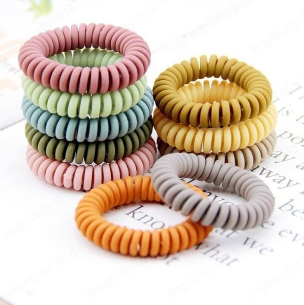 

telephone wire cord gum hair tie girls elastic hair band ring rope candy color bracelet kids hair accessories6462314, Slivery;white