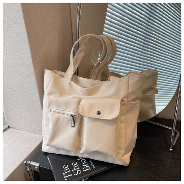 

large capacity canvas tote bag for women new shoulder bag multi pocket handbag simple and versatile commuter women's bag